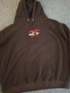 Vintage Orange County Choppers Hoodie Mens Large Black Flame Motorcycle Y2K